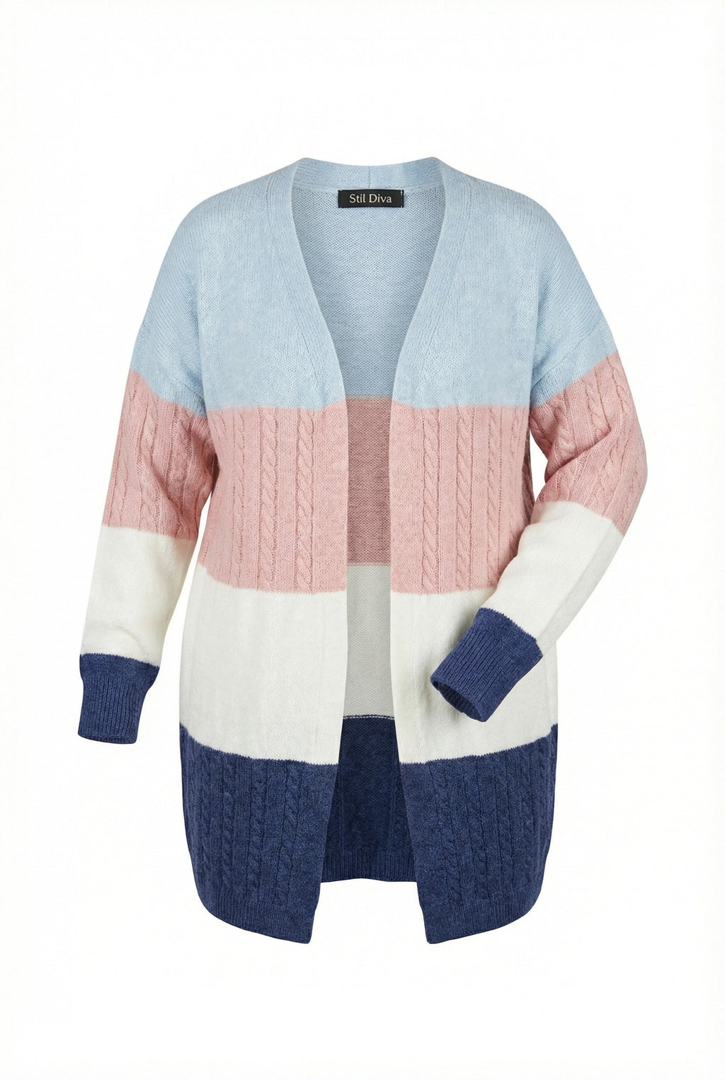 Renk Bloklu Uzun Kollu Triko Hırka - Çok Renkli, Rahat Kesim