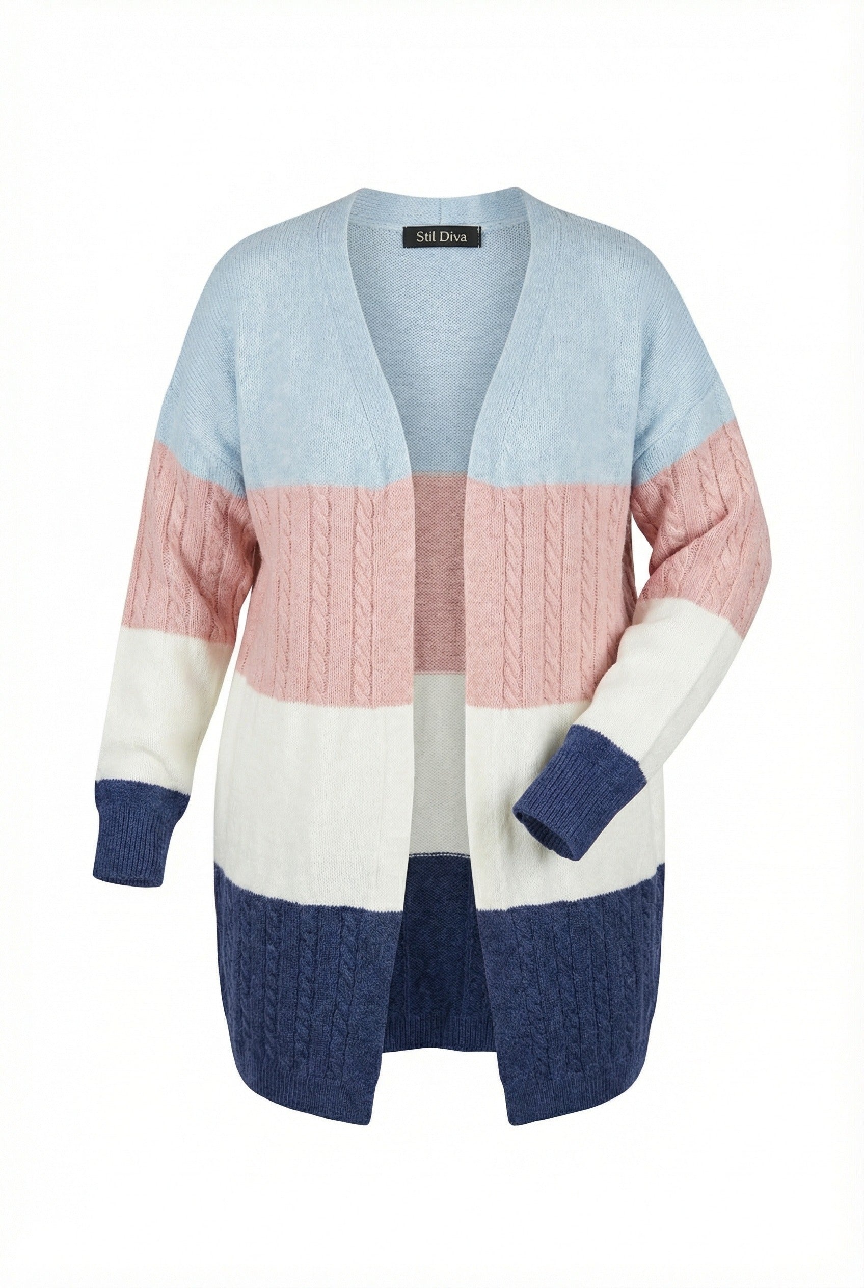 Renk Bloklu Uzun Kollu Triko Hırka - Çok Renkli, Rahat Kesim