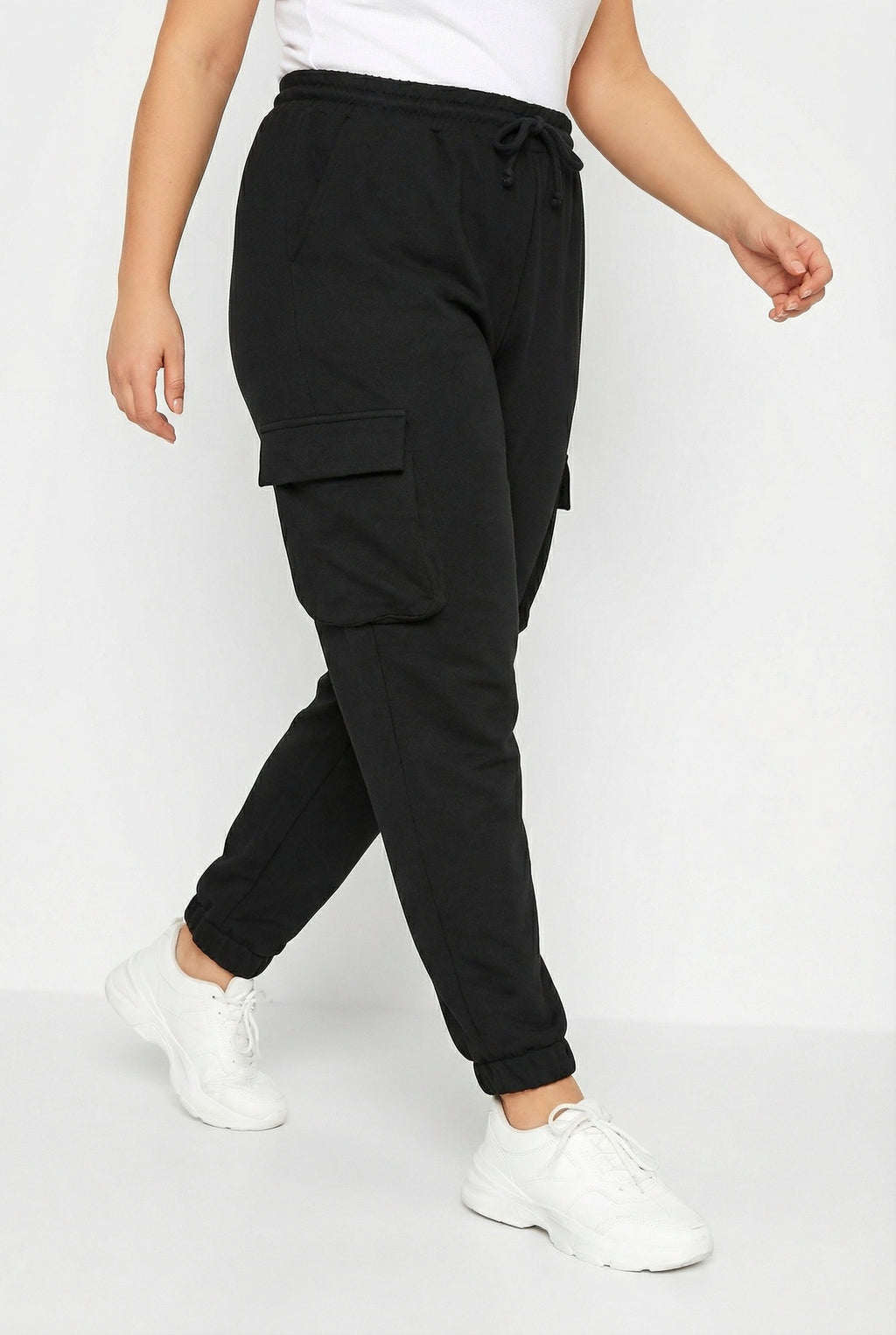 Cepli Kargo Jogger Pantolon - Lastikli Bel ve Paça, Siyah