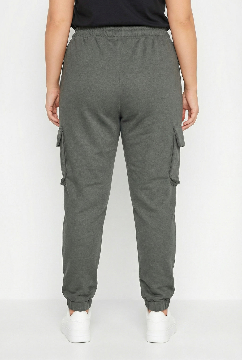 Gri Jogger Pantolon | Lastikli Cepli Kargo Tasarım