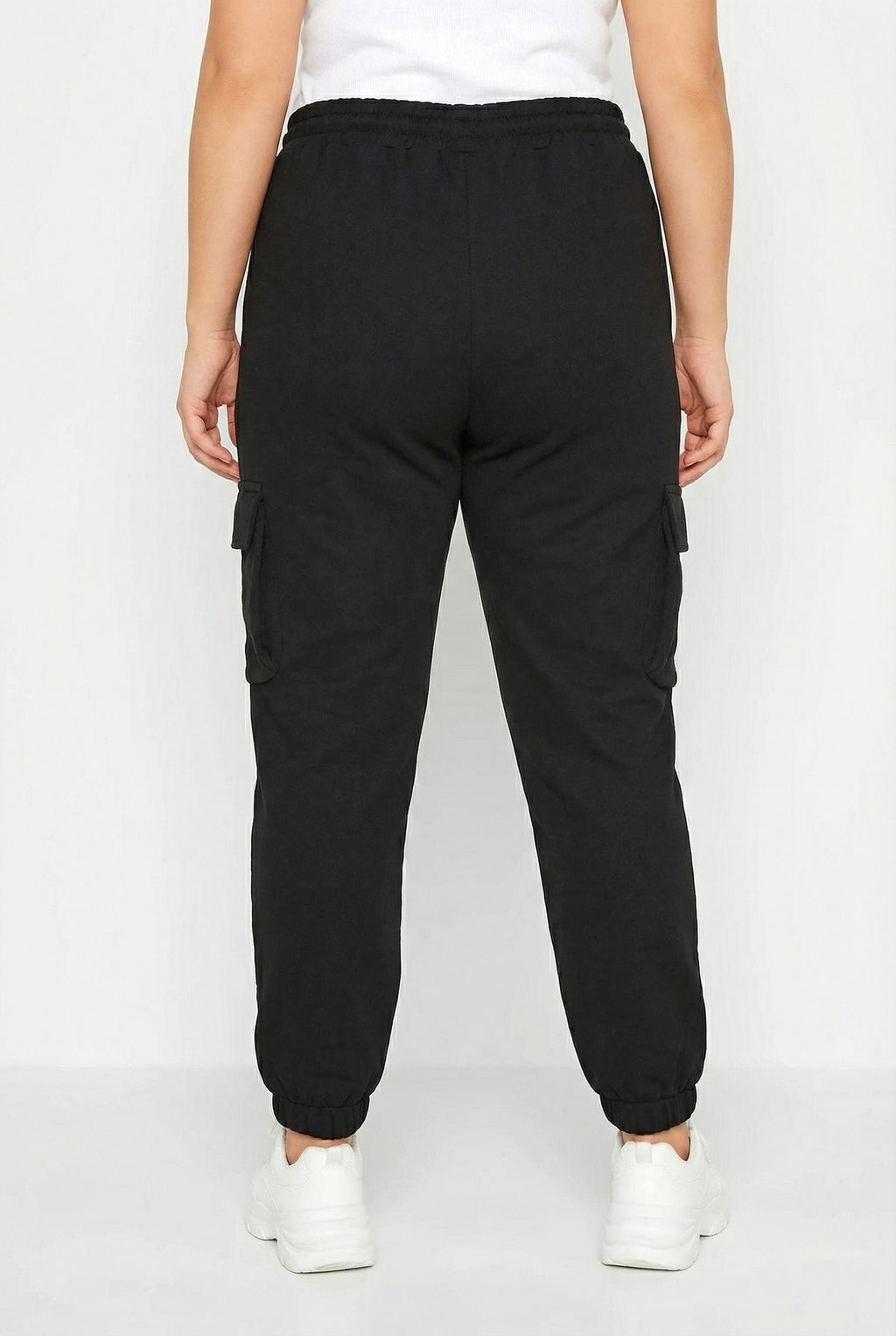 Cepli Kargo Jogger Pantolon - Lastikli Bel ve Paça, Siyah