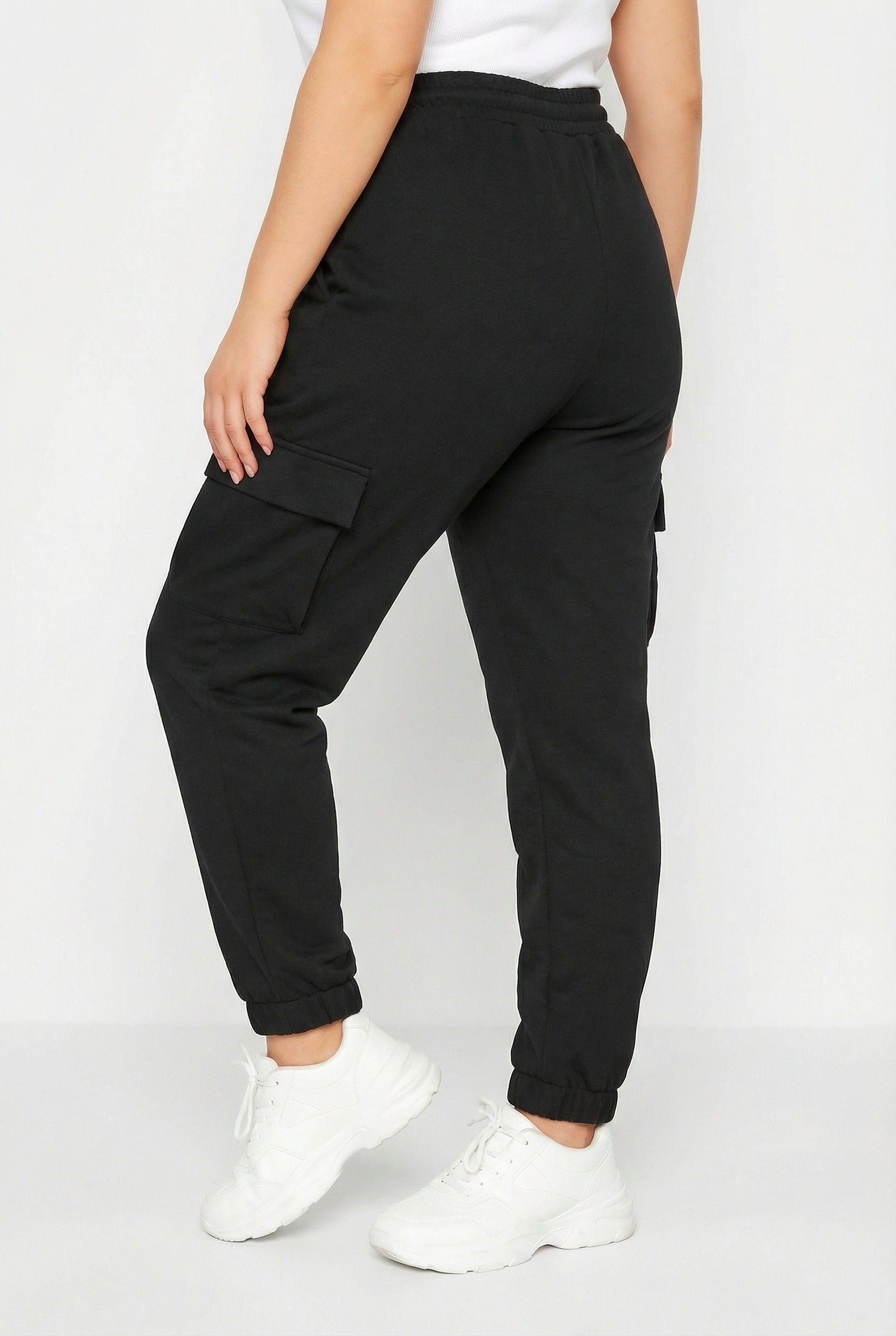 Cepli Kargo Jogger Pantolon - Lastikli Bel ve Paça, Siyah