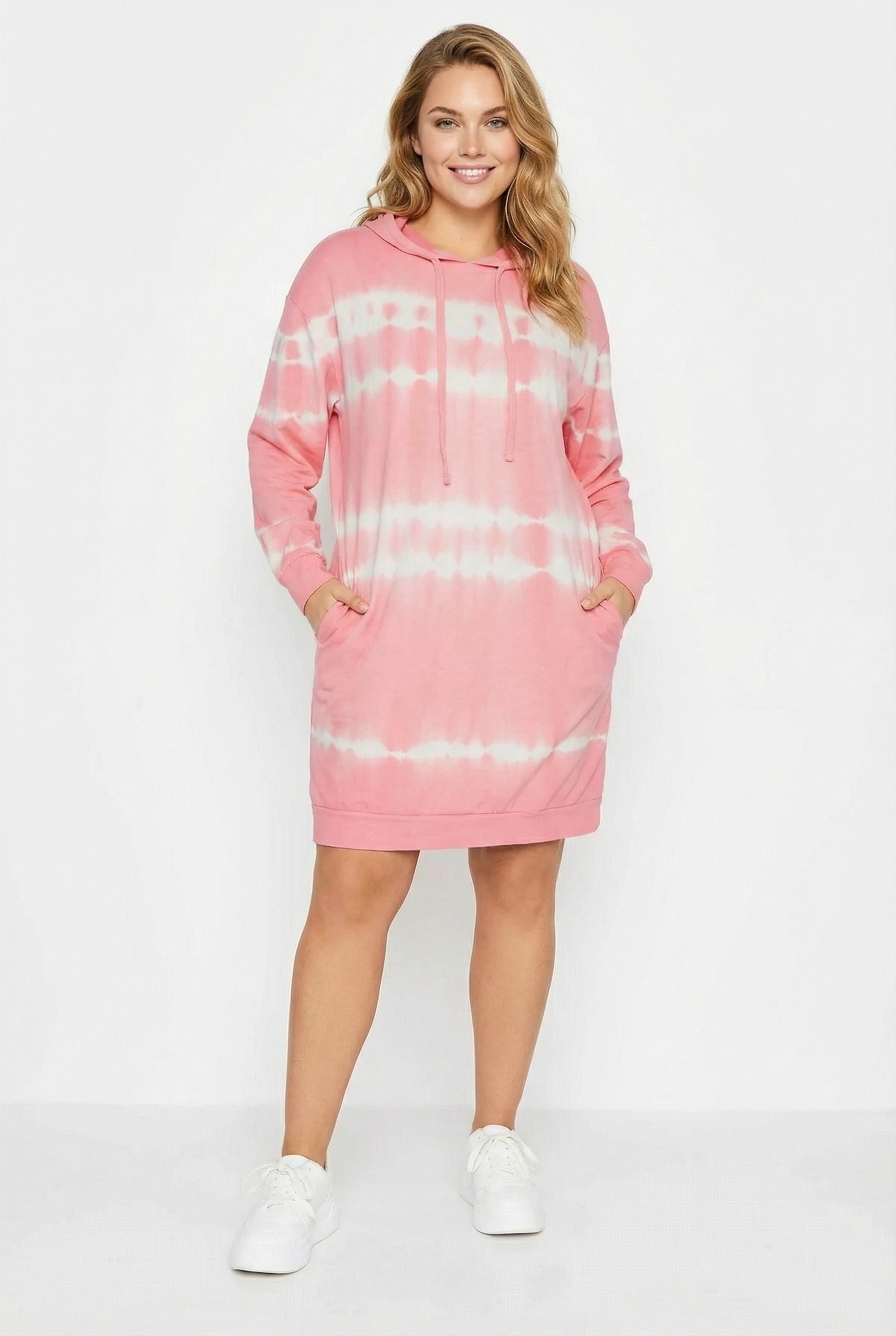 Kapusonlu Pembe Uzun Kesim Cepli Sweatshirt - Rahat ve Şık