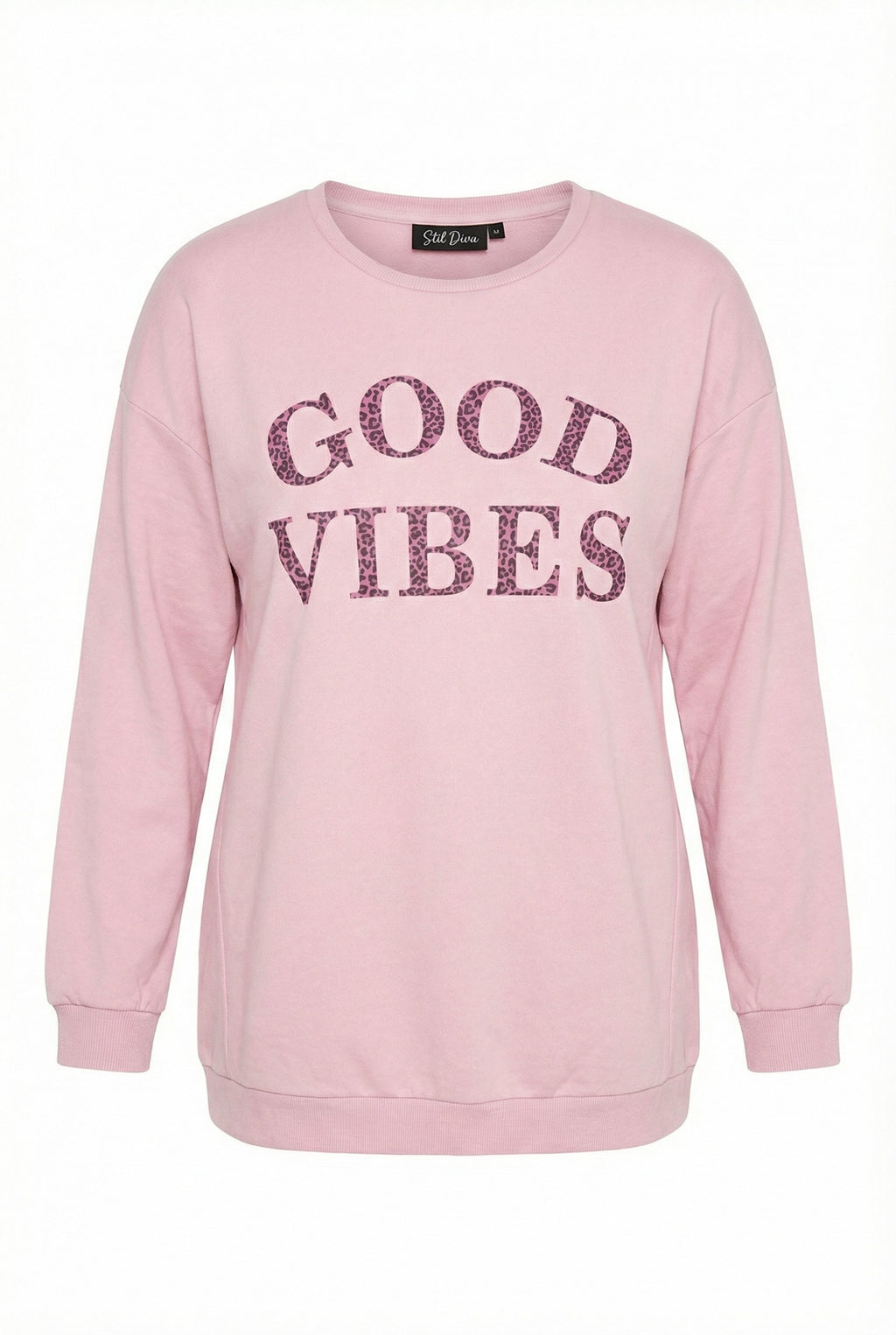 Pembe Yazı Baskılı Bisiklet Yaka Sweatshirt - Rahat ve Şık