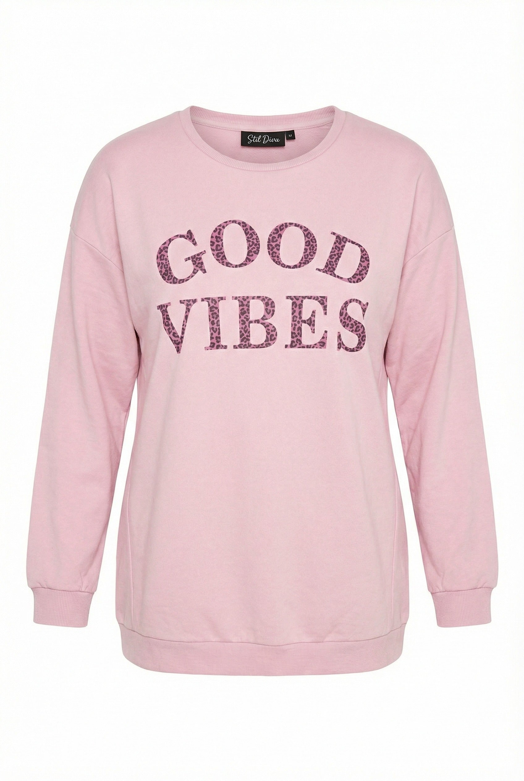 Pembe Yazı Baskılı Bisiklet Yaka Sweatshirt - Rahat ve Şık