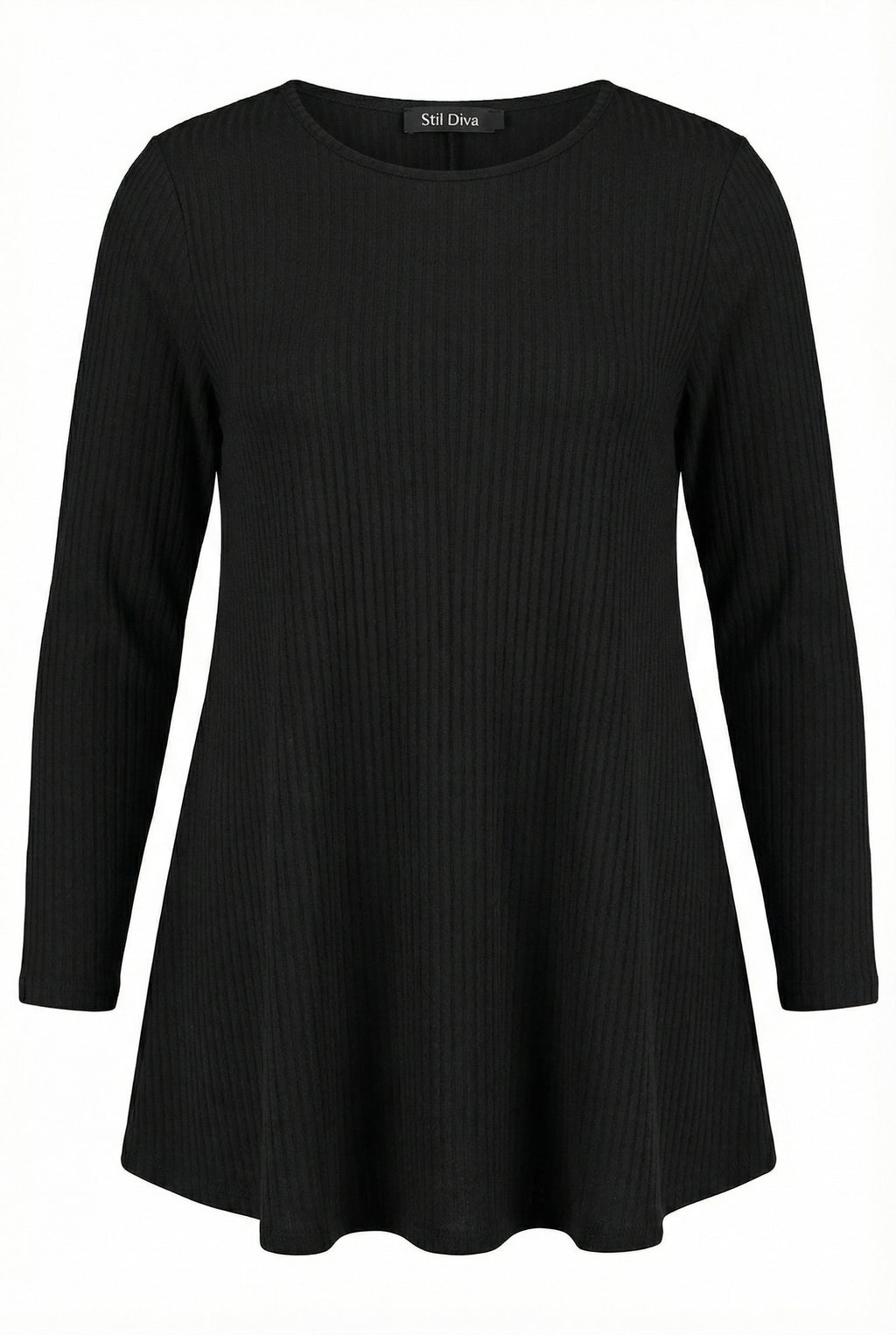 Siyah Uzun Kollu Fitilli T-shirt - Rahat ve Şık Tasarım