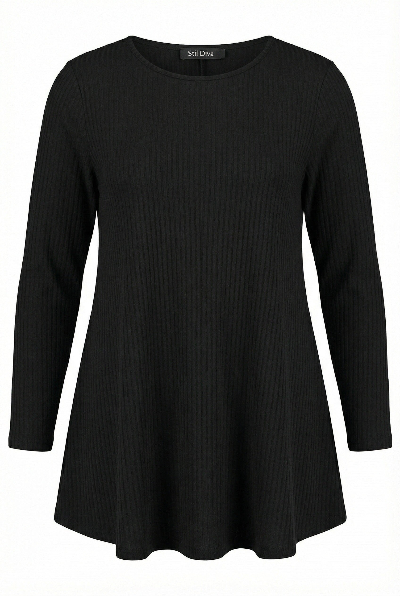 Siyah Uzun Kollu Fitilli T-shirt - Rahat ve Şık Tasarım