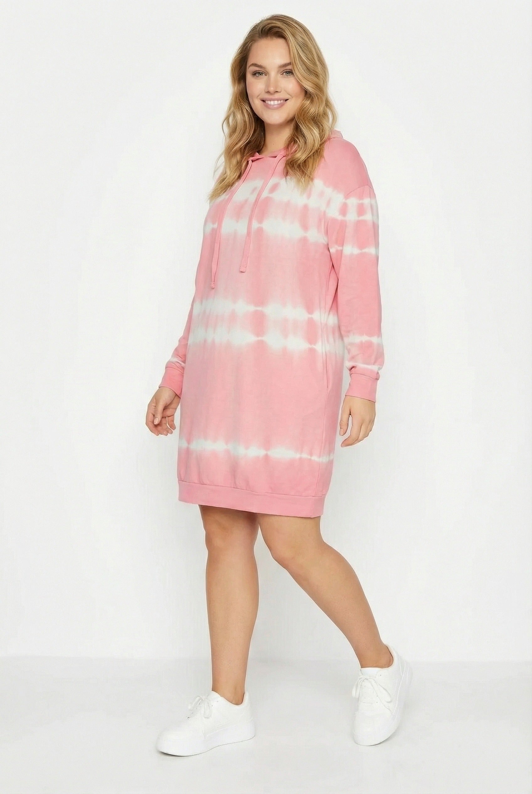 Kapusonlu Pembe Uzun Kesim Cepli Sweatshirt - Rahat ve Şık