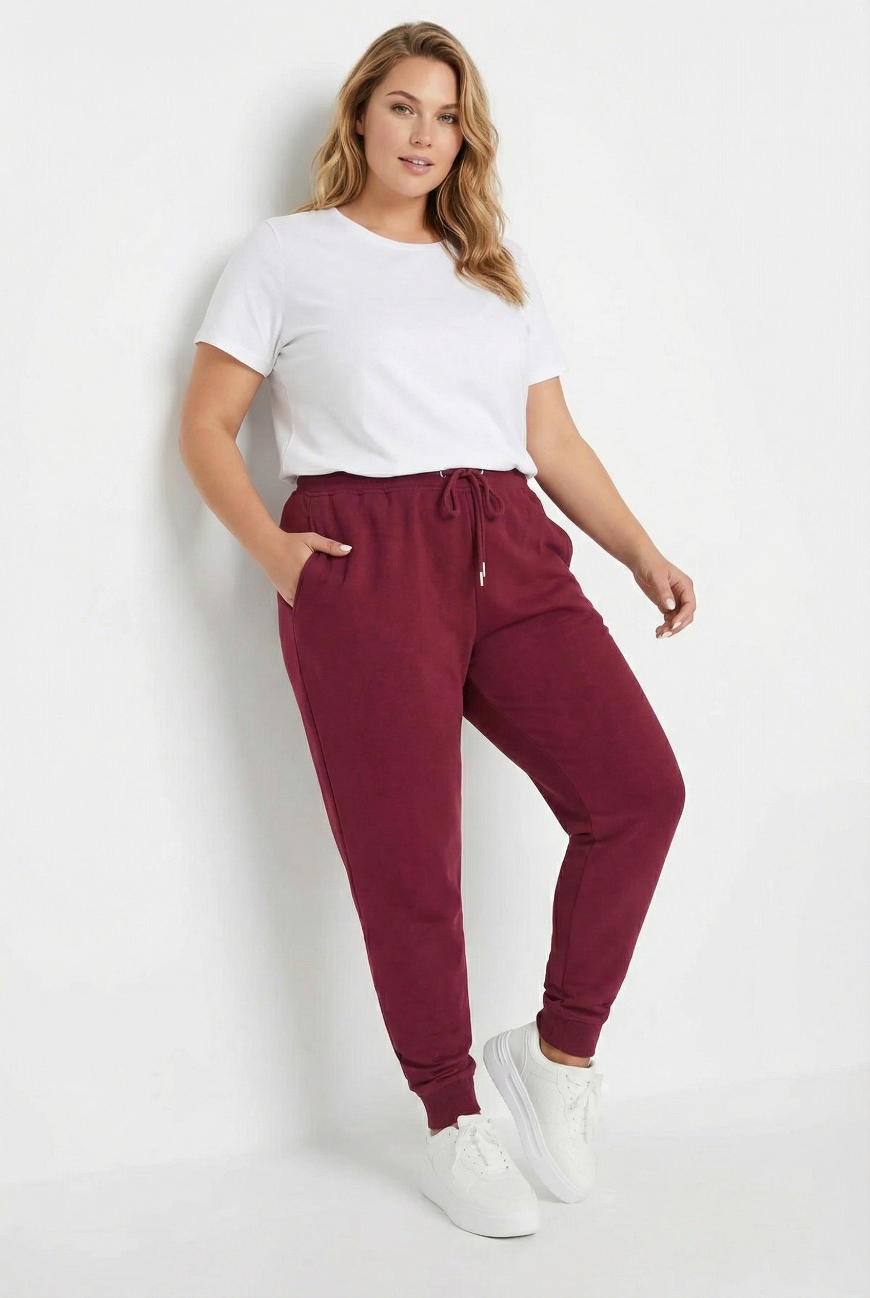 Dar Paça Cepli Jogger Eşofman Altı - Bordo Renk, Konforlu Tasarım