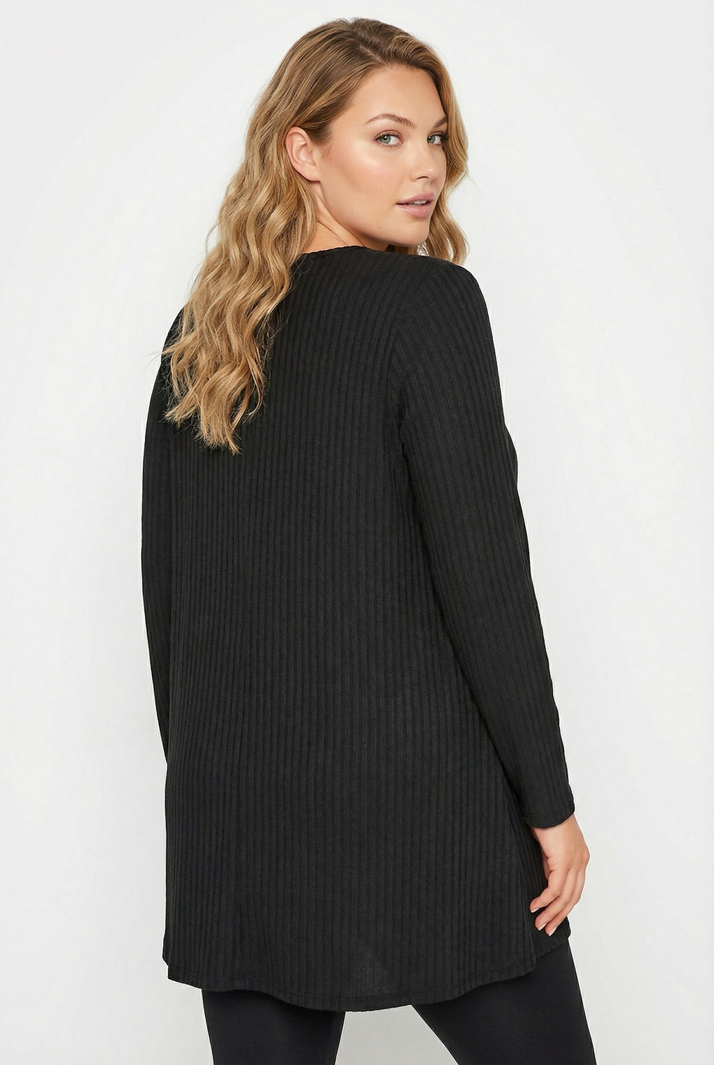 Siyah Uzun Kollu Fitilli T-shirt - Rahat ve Şık Tasarım