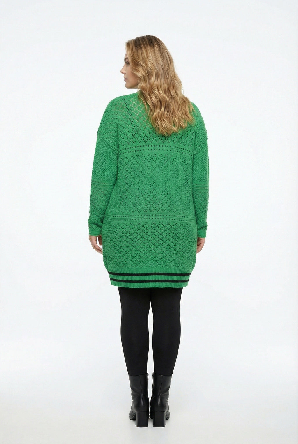 Yeşil Dantel Hırka - Uzun Kollu, Kapamasız, Şık Tasarım