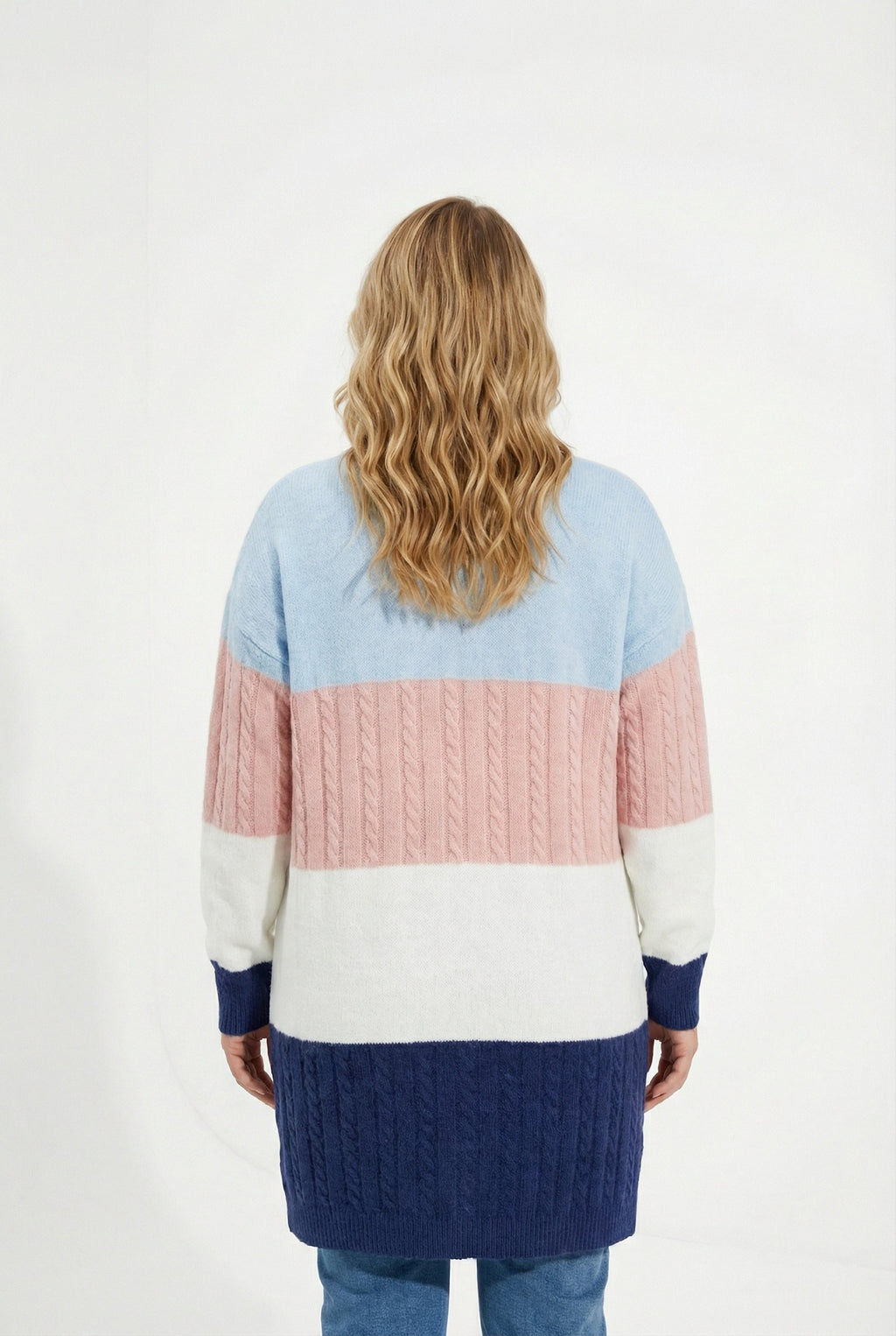 Renk Bloklu Uzun Kollu Triko Hırka - Çok Renkli, Rahat Kesim