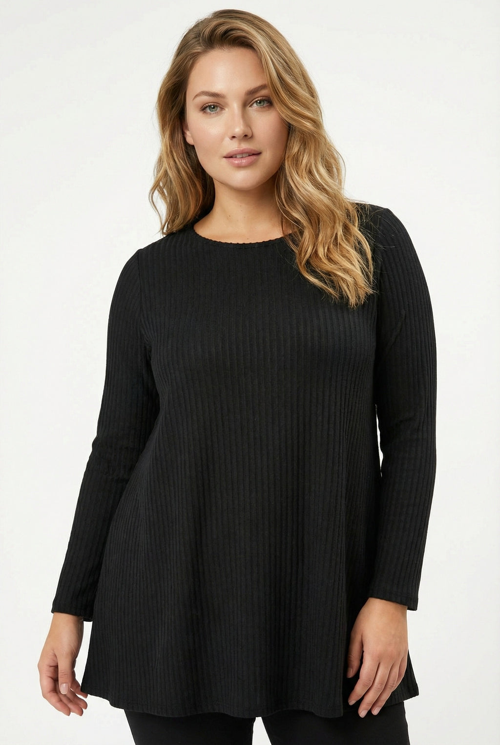 Siyah Uzun Kollu Fitilli T-shirt - Rahat ve Şık Tasarım