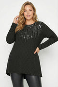 Siyah Payet İşlemeli Büyük Beden Bluz | Işıltılı Tunik