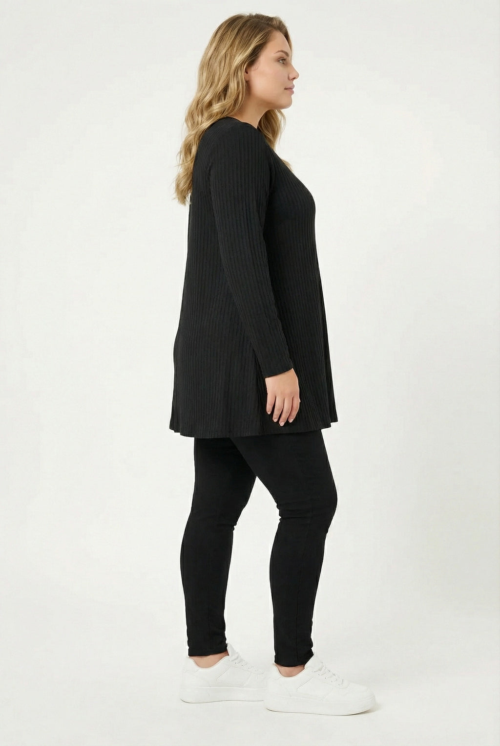 Siyah Uzun Kollu Fitilli T-shirt - Rahat ve Şık Tasarım