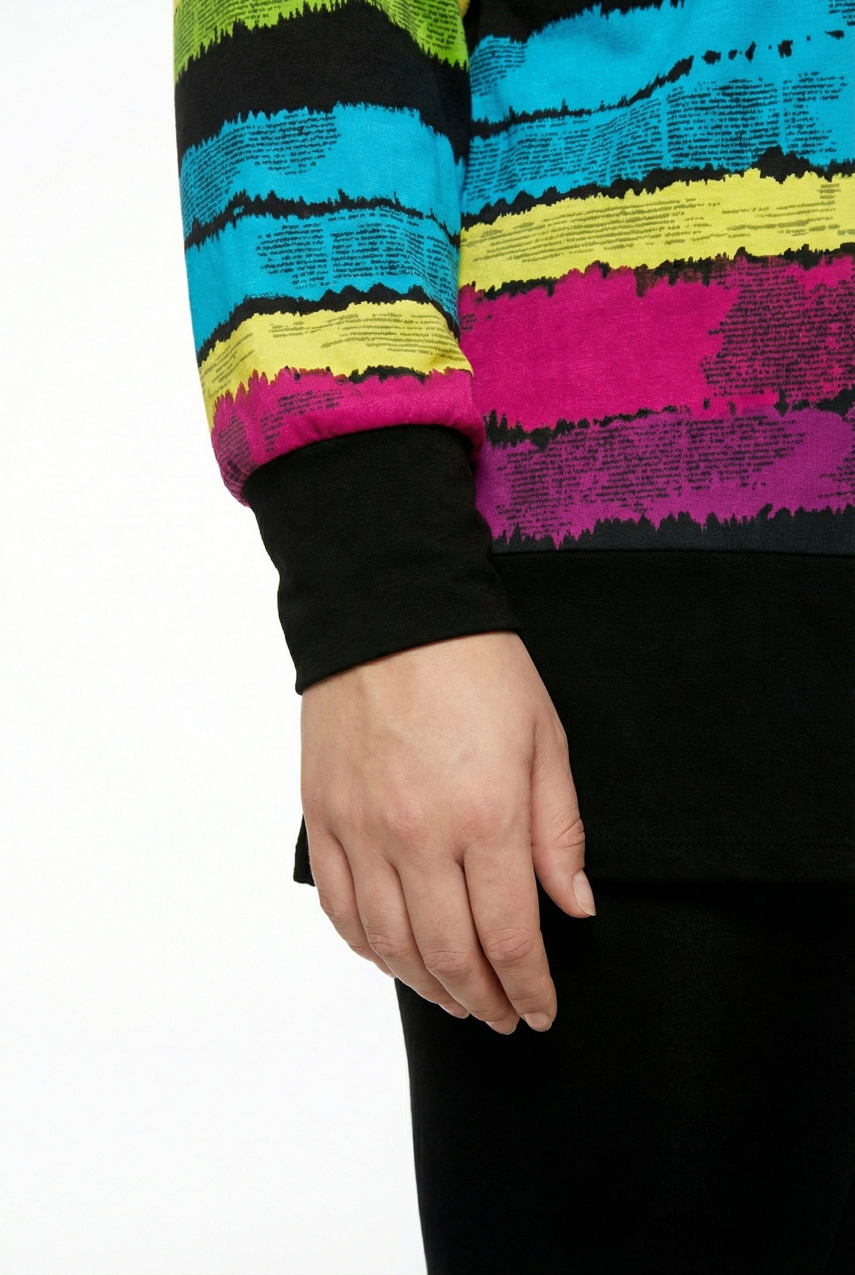 Siyah Renkli Çizgili Büyük Beden Bluz | Canlı Tunik