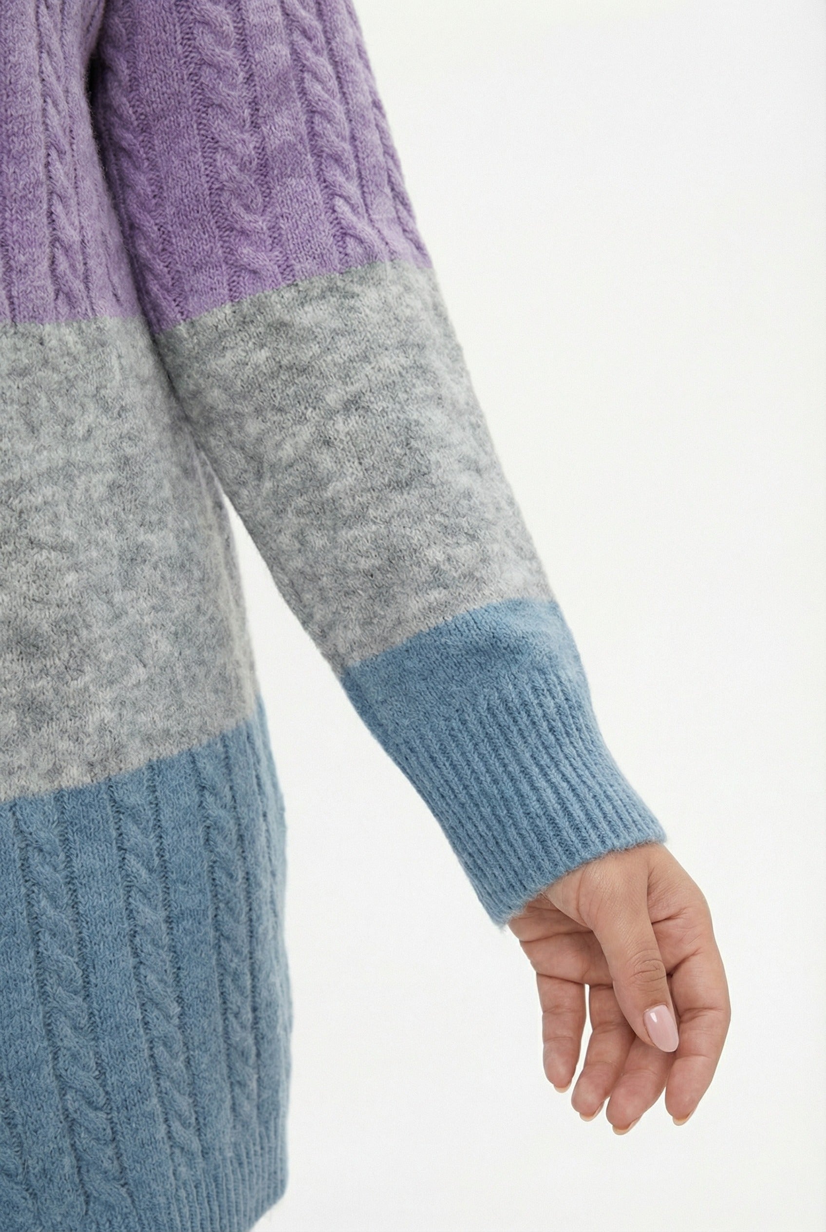 Renk Bloklu Uzun Kollu Triko Hırka - Çok Renkli ve Rahat