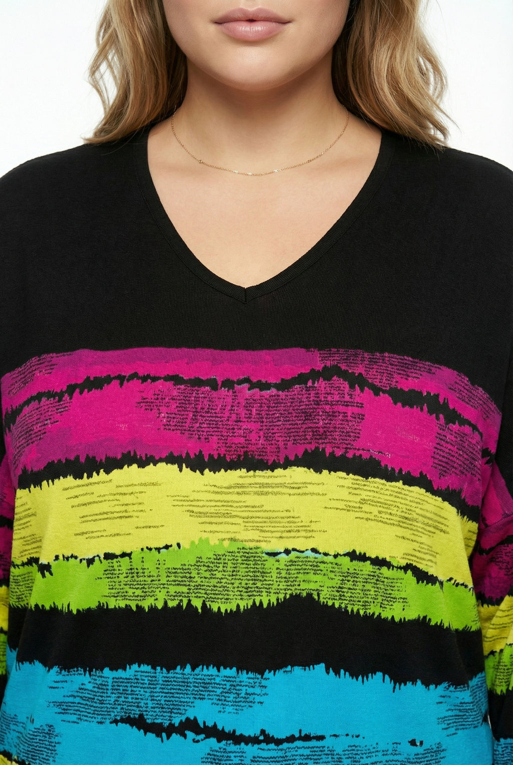 Siyah Renkli Çizgili Büyük Beden Bluz | Canlı Tunik