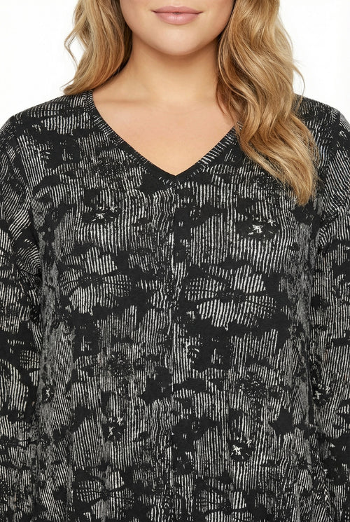 Desenli Midi Boy V Yaka Uzun Kollu Elbise - Rahat ve Şık Seçim