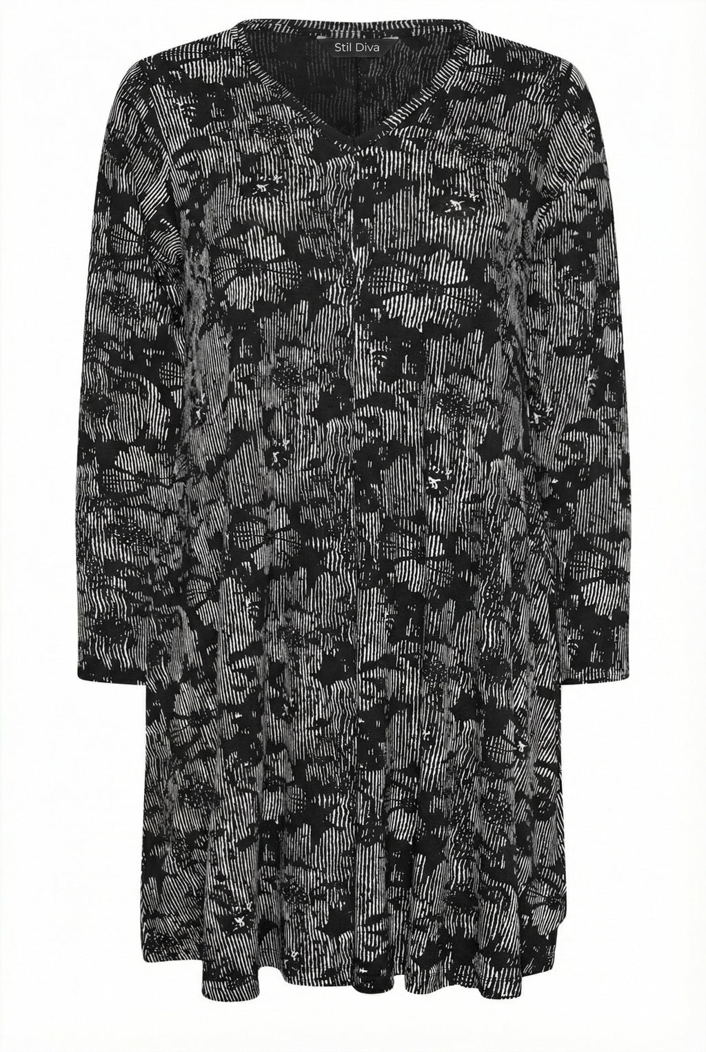 Desenli Midi Boy V Yaka Uzun Kollu Elbise - Rahat ve Şık Seçim